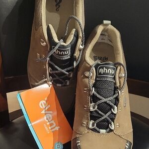 Ahnu Tan and Black Athletic Shoes with Suede Finish